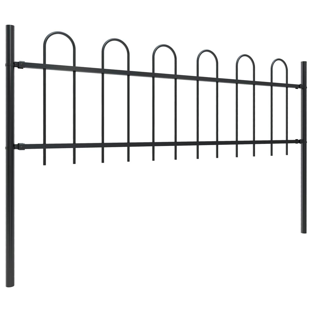 Garden Fence with Hoop Top Steel 1.8 m Black