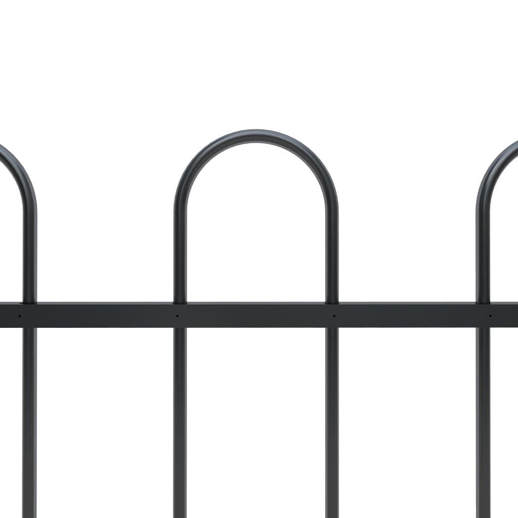 Garden Fence with Hoop Top Steel 1.8 m Black