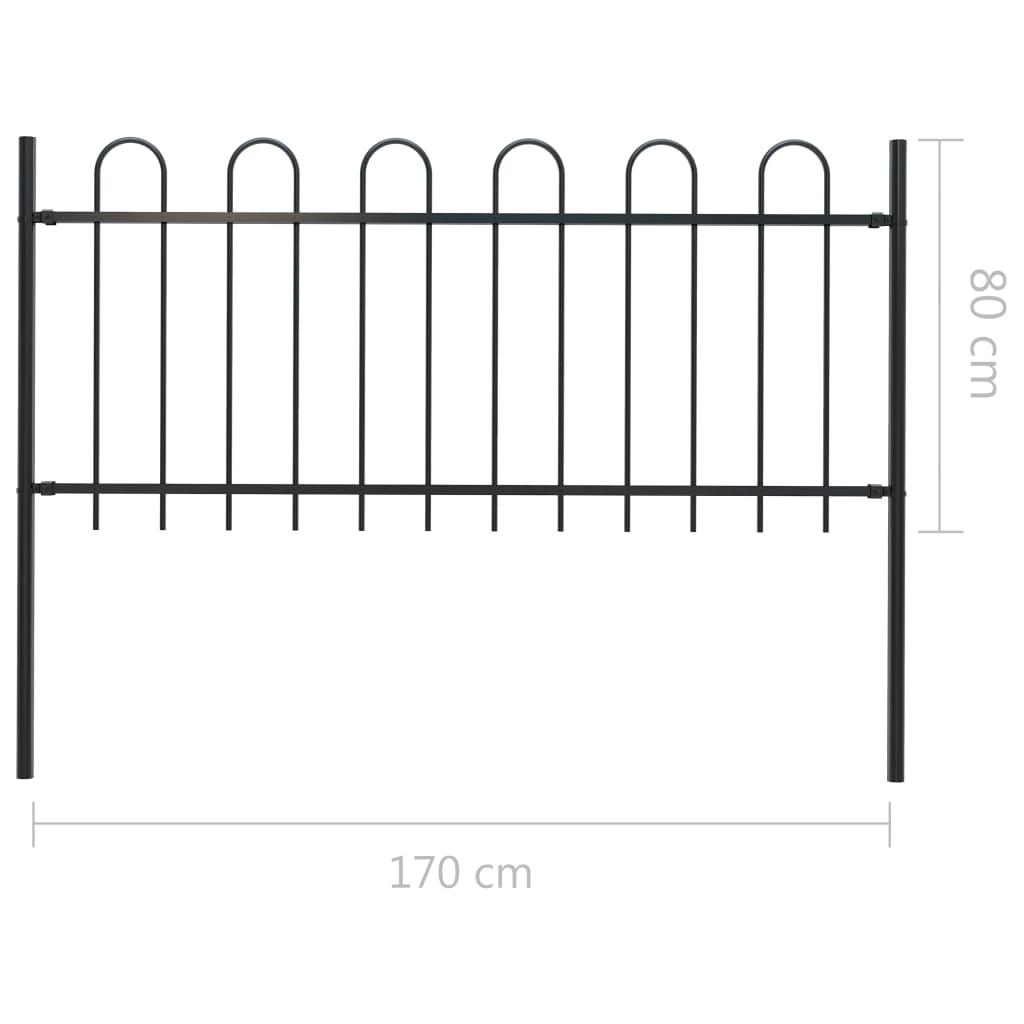 Garden Fence with Hoop Top Steel 1.8 m Black