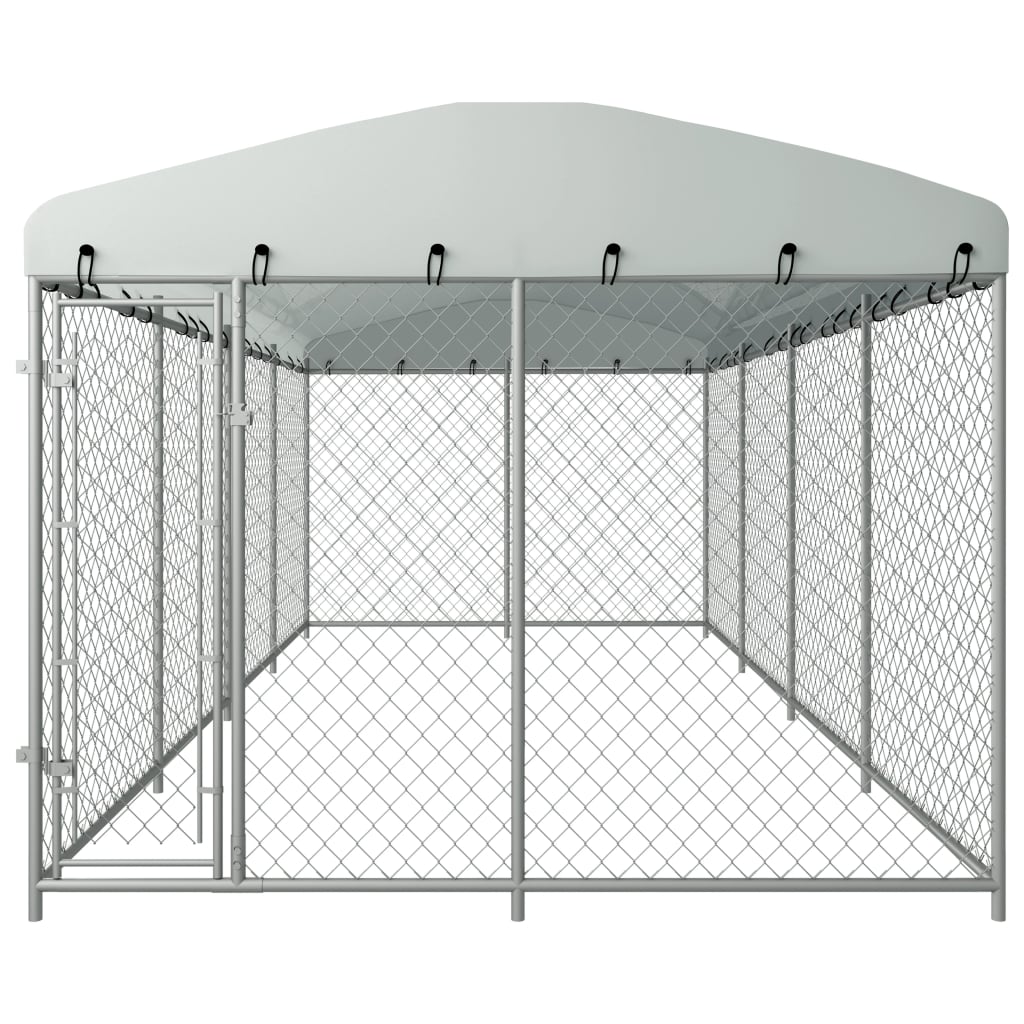Outdoor Dog Kennel with Roof 7.6x3.8x2.3 m