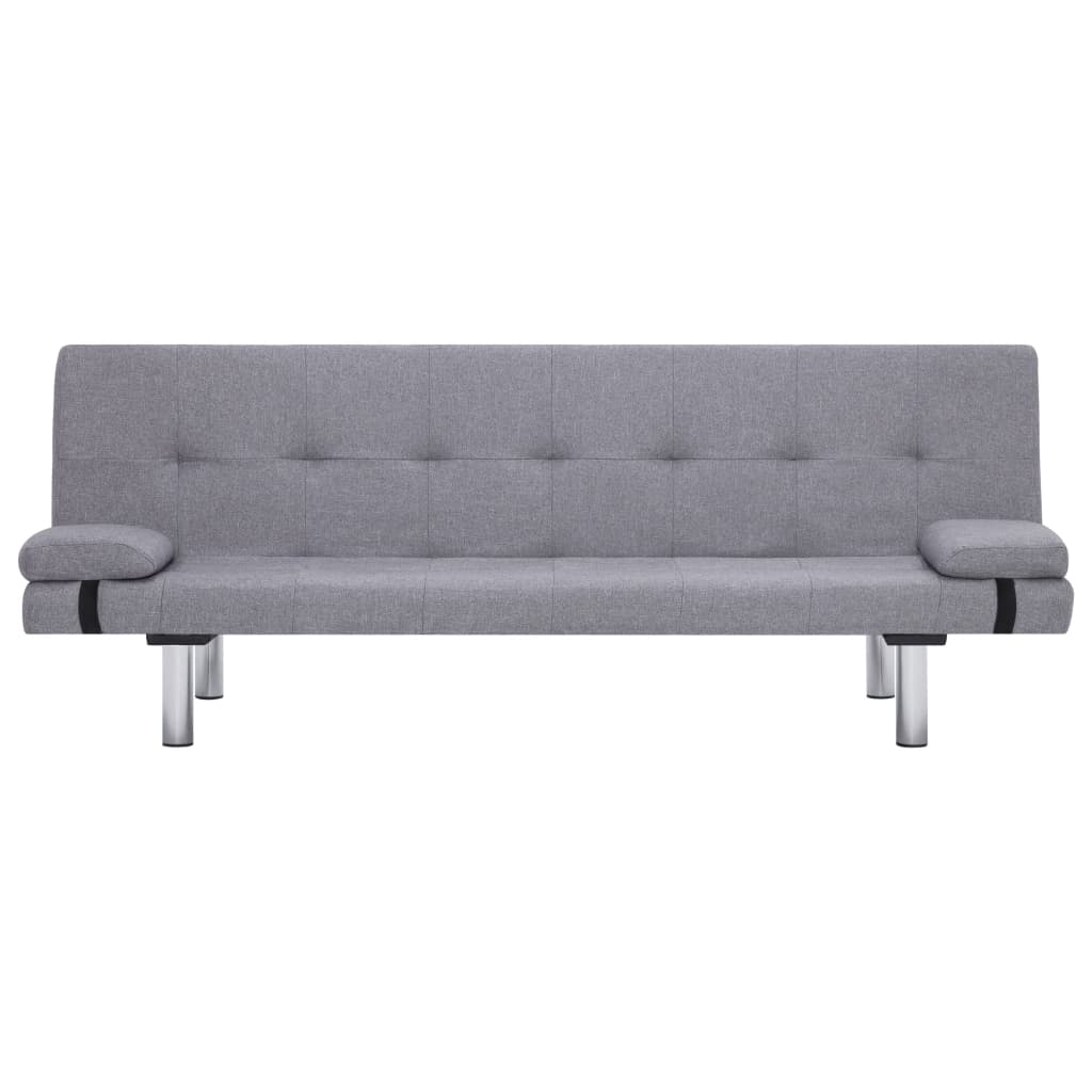 Sofa Bed with Two Pillows Light Grey Polyester