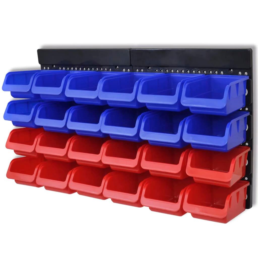 2 pcs Blue & Red Wall Mounted Garage Tool Organiser