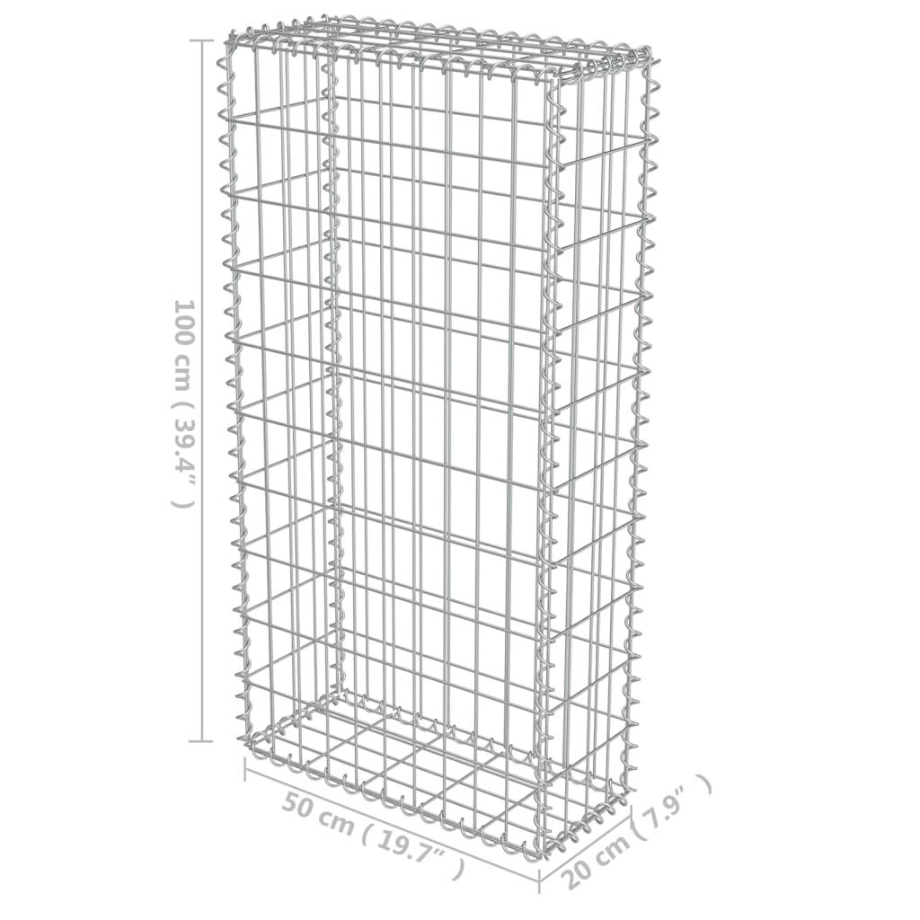Gabion Wall with Covers Galvanised Steel 50x20x100 cm