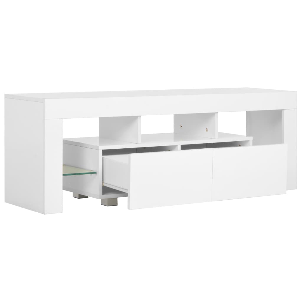 TV Cabinet with LED Lights High Gloss White 130x35x45 cm