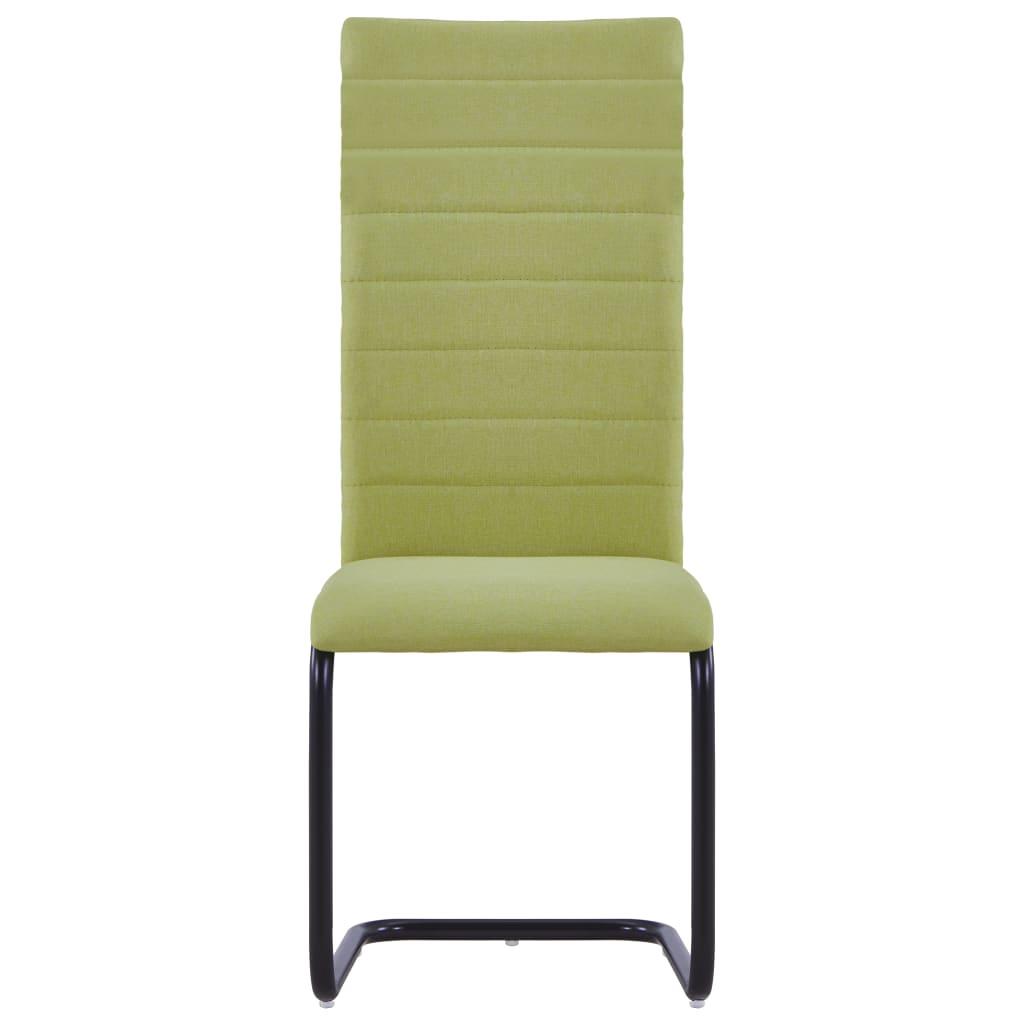 Cantilever Dining Chairs 2 pcs Green Fabric