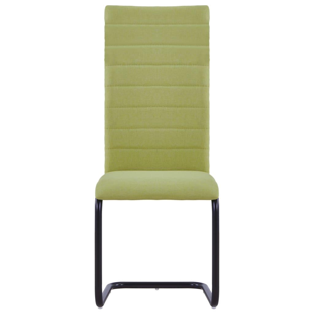 Cantilever Dining Chairs 4 pcs Green Fabric