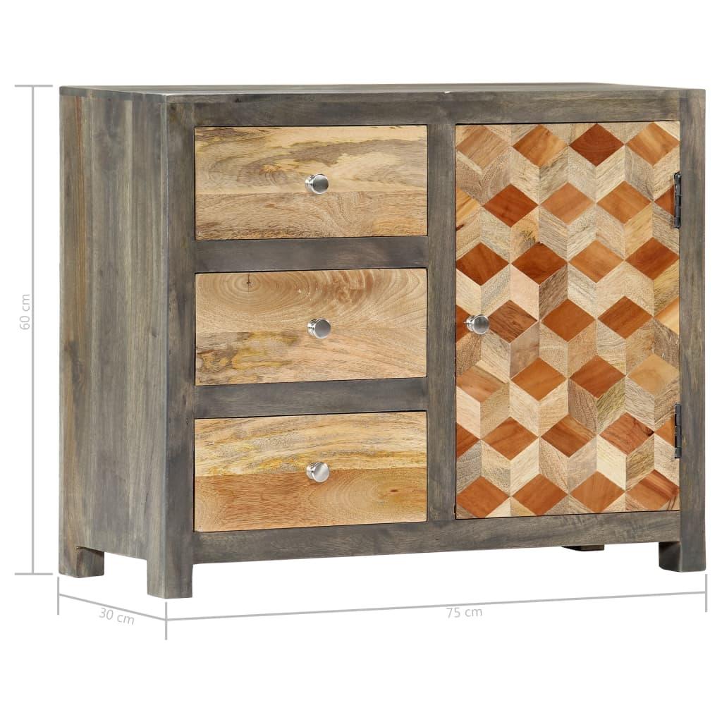 Side Cabinet Grey 75x30x60 cm Solid Mango Wood