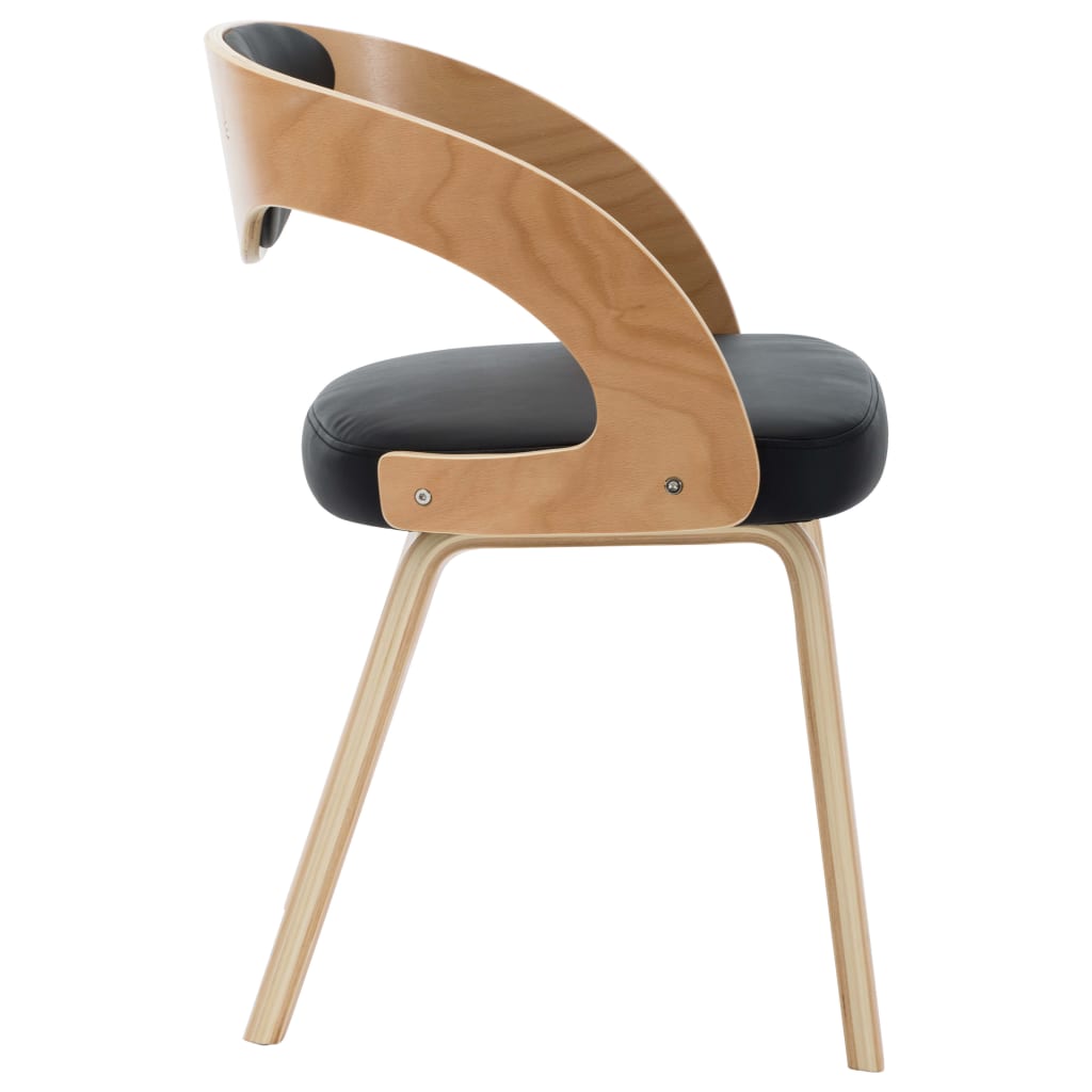 Dining Chairs 2 pcs Black Bent Wood and Faux Leather