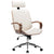 Swivel Office Chair with Headrest Cream Faux Leather and Bentwood