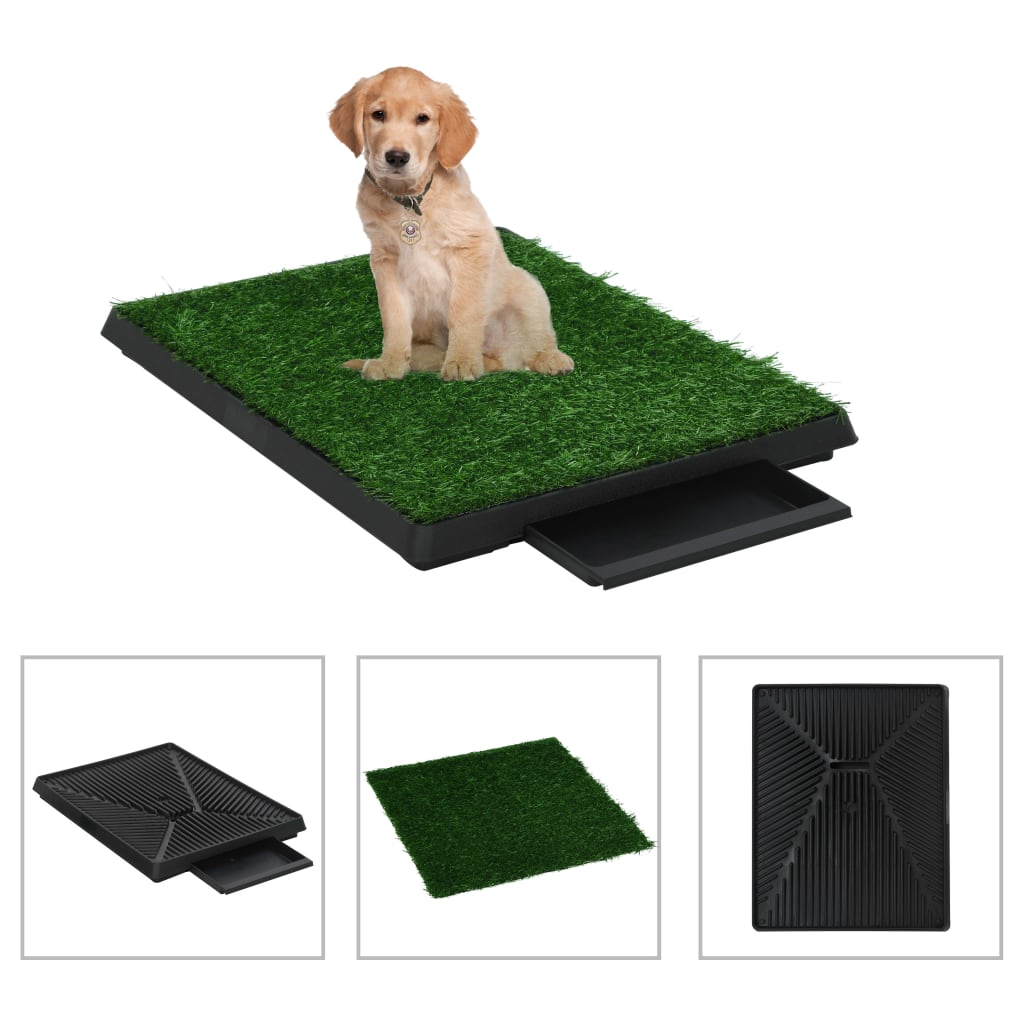 Pet Toilet with Tray &amp; Faux Turf Green 63x50x7 cm WC