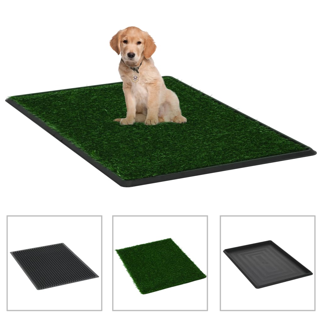Pet Toilets 2 pcs with Tray &amp; Faux Turf Green 76x51x3 cm WC