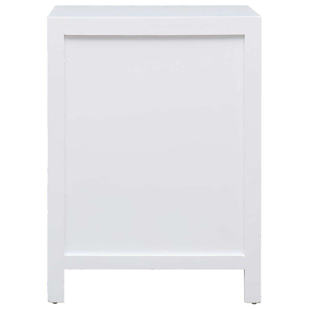 Bedside Cabinet White 38x28x52 cm Paulownia Wood