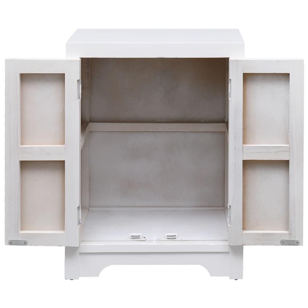 Bedside Cabinet White 38x28x52 cm Paulownia Wood