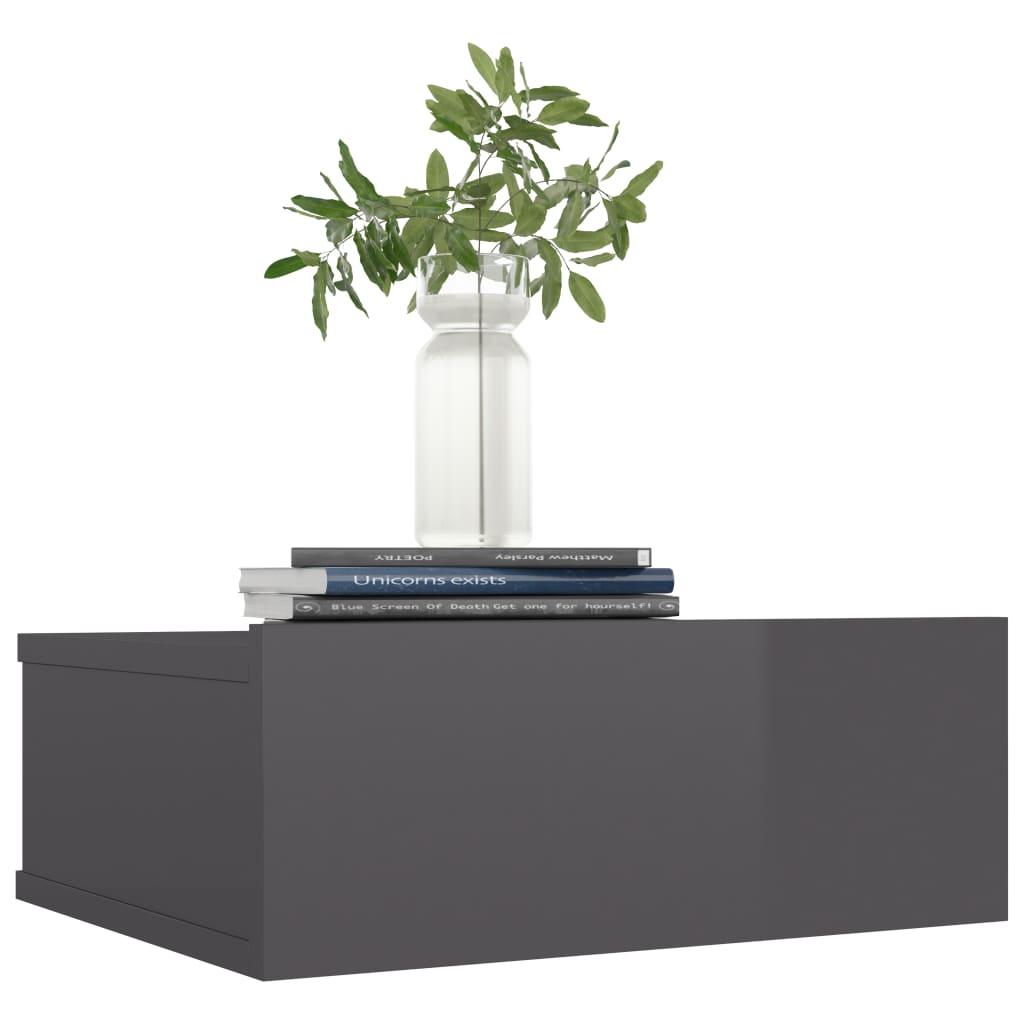 Floating Nightstands 2 pcs High Gloss Grey 40x30x15 cm Engineered Wood