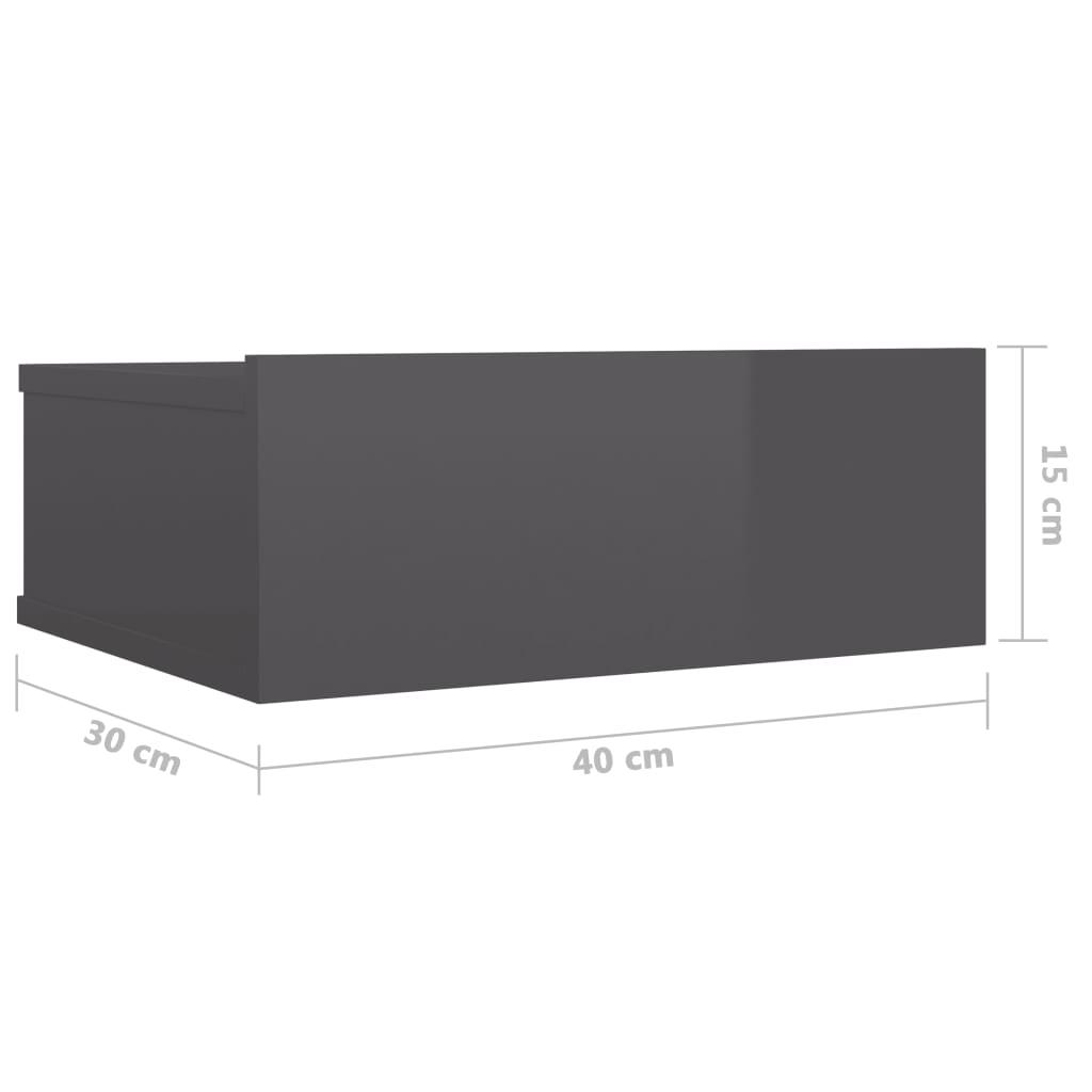 Floating Nightstands 2 pcs High Gloss Grey 40x30x15 cm Engineered Wood