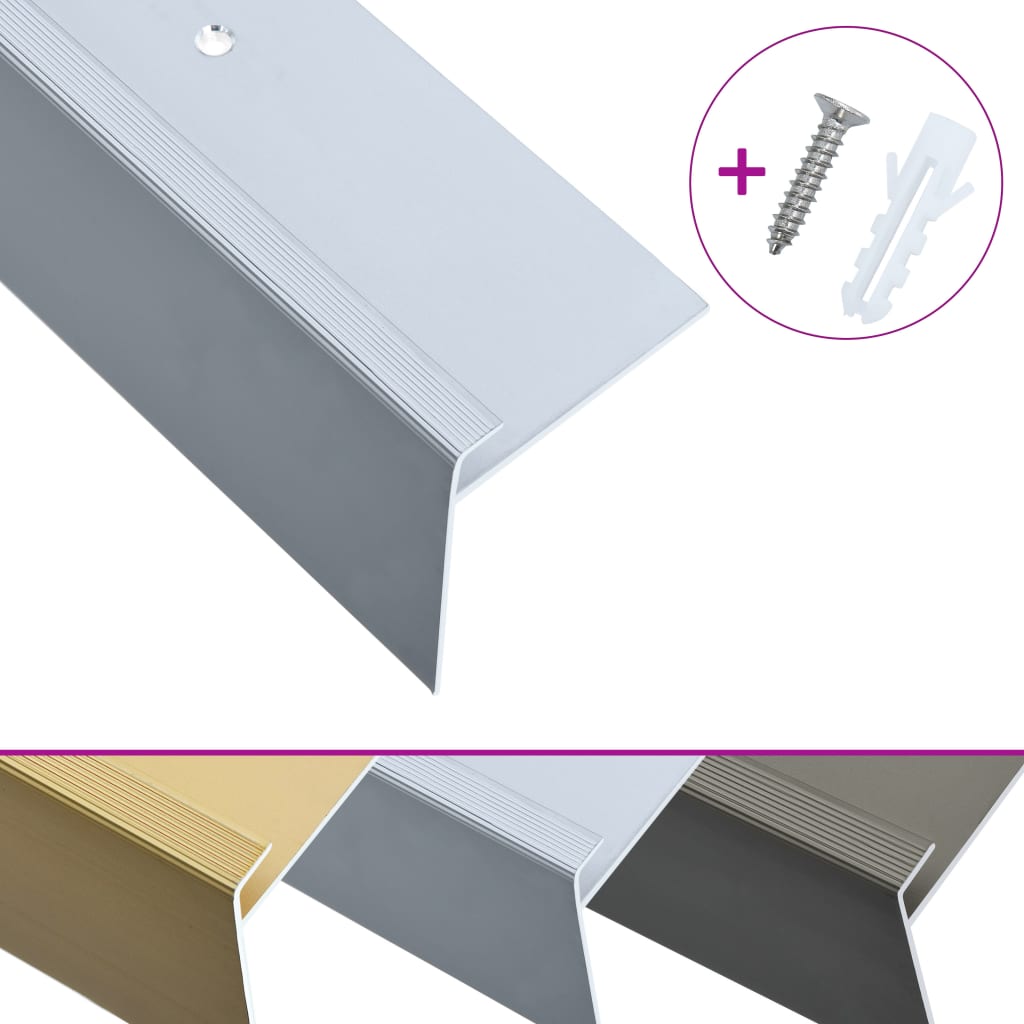 F-shape Stair Nosings 15 pcs Aluminium 100 cm Silver
