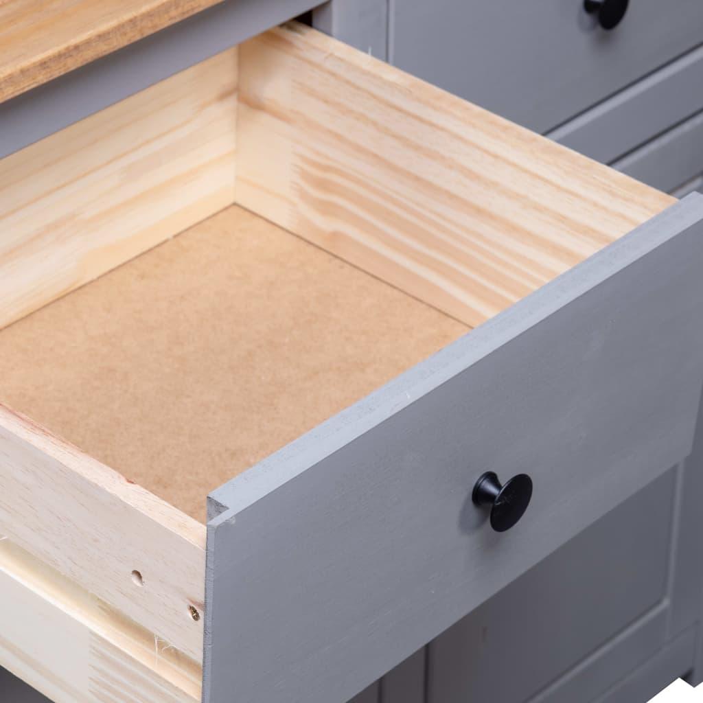 Sideboard Grey 93x40x80 cm Solid Pinewood Panama Range