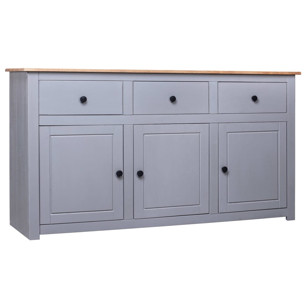 Sideboard Grey 135x40x80 cm Solid Pinewood Panama Range