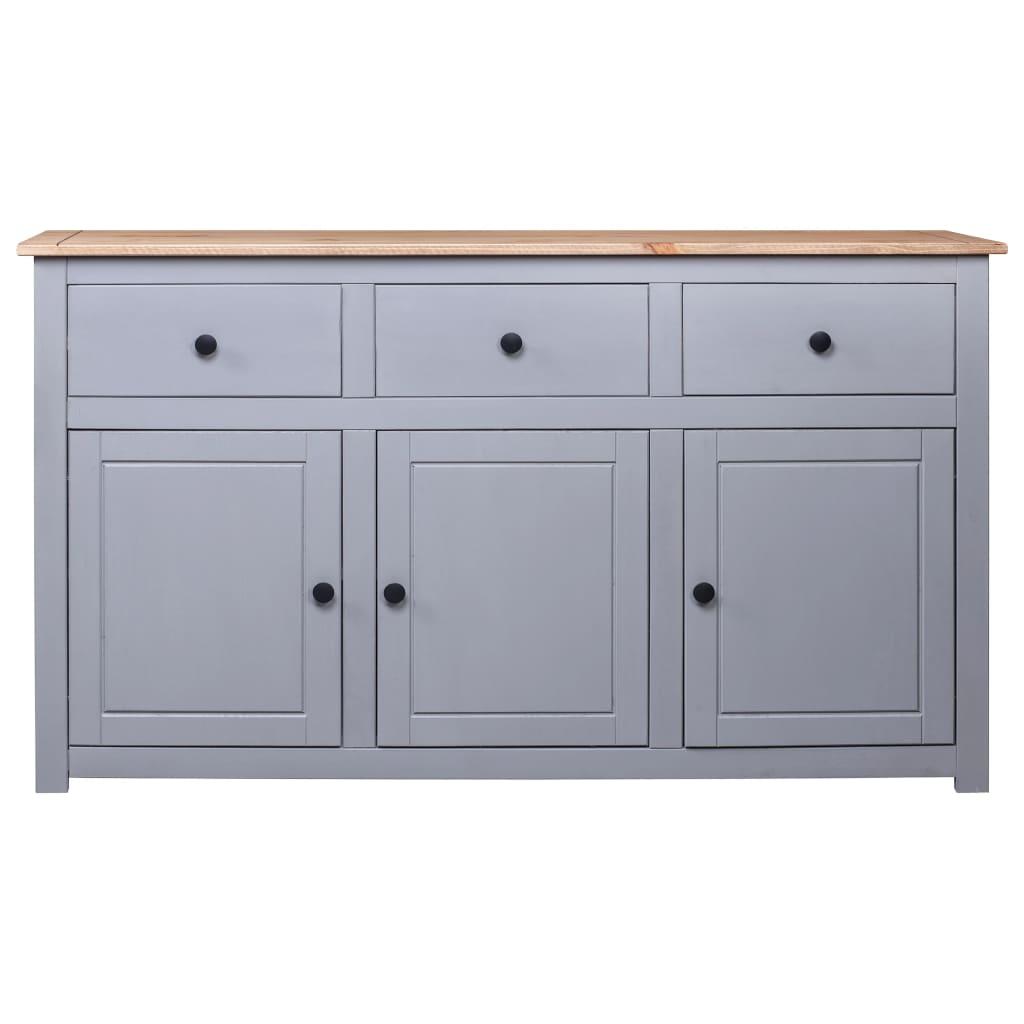 Sideboard Grey 135x40x80 cm Solid Pinewood Panama Range