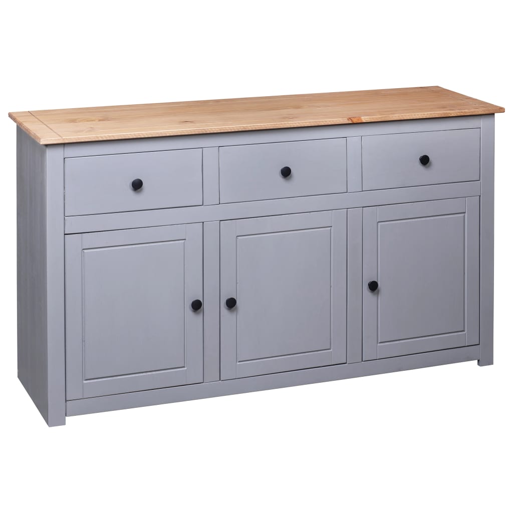 Sideboard Grey 135x40x80 cm Solid Pinewood Panama Range