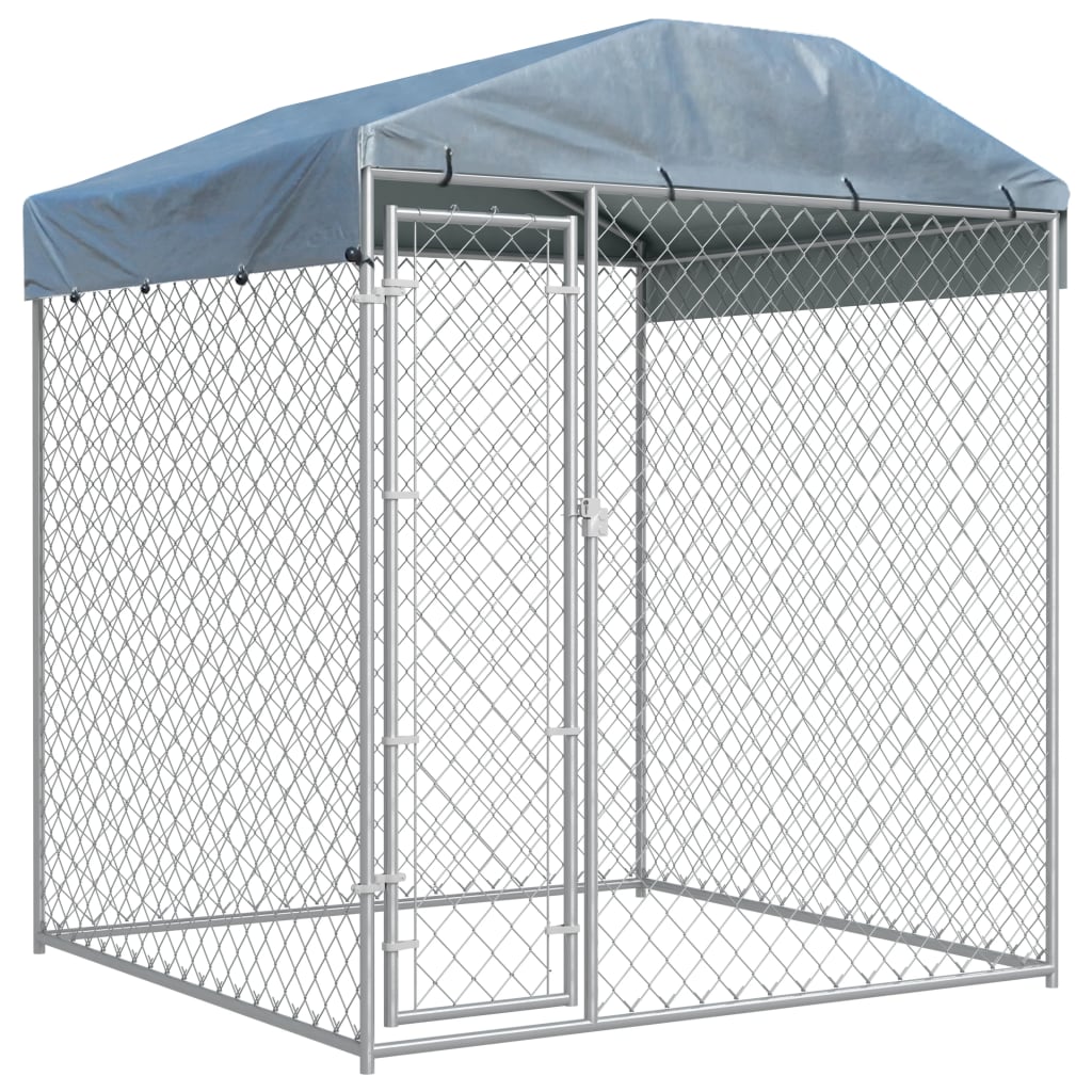 Outdoor Dog Kennel with Canopy Top 193x193x225 cm