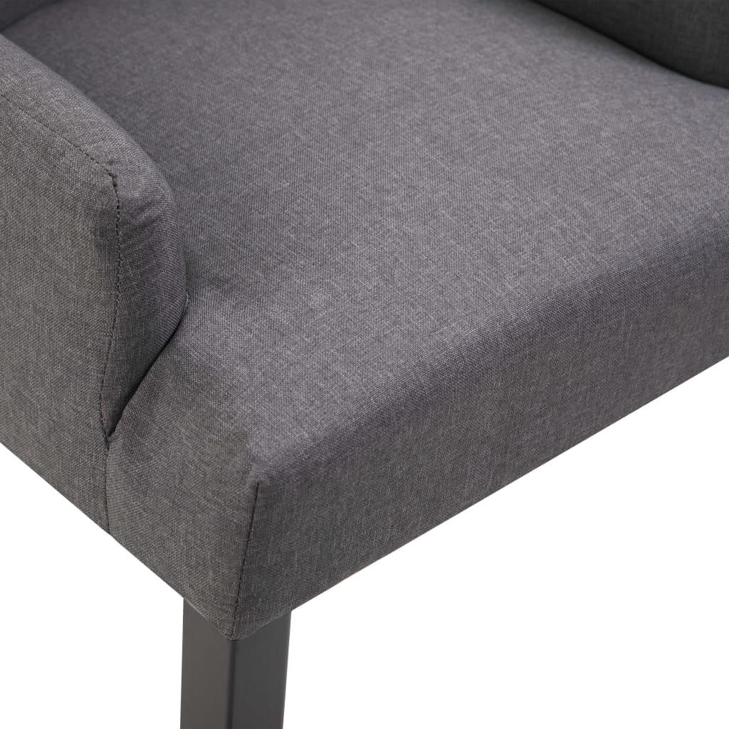 Dining Chairs with Armrests 4 pcs Dark Grey Fabric