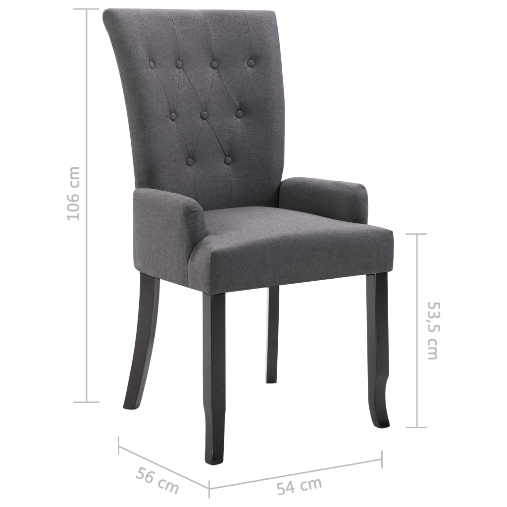Dining Chairs with Armrests 4 pcs Dark Grey Fabric