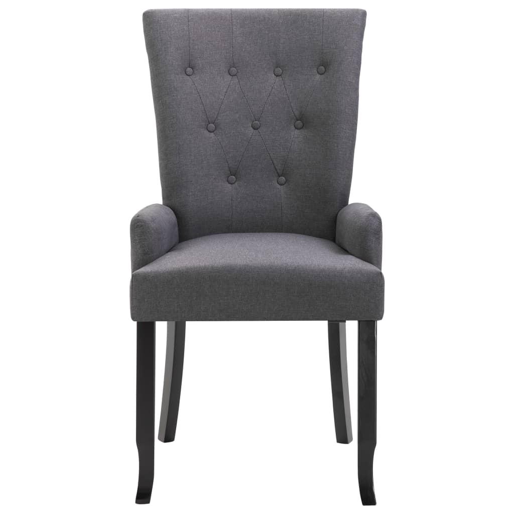 Dining Chairs with Armrests 6 pcs Dark Grey Fabric