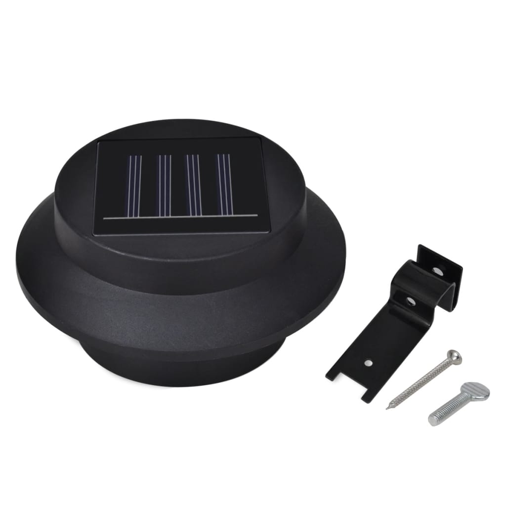 Outdoor Solar Fence Lamps 12 pcs LED Black