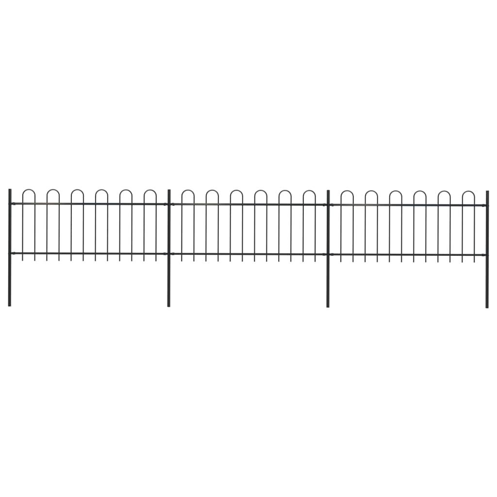 Garden Fence with Hoop Top Steel 5.1 m Black