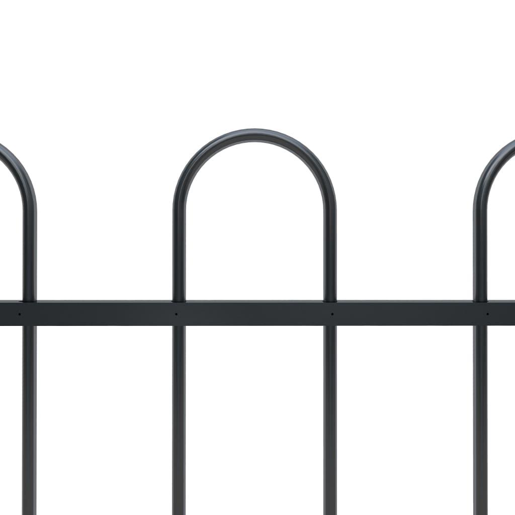 Garden Fence with Hoop Top Steel 11.9 m Black
