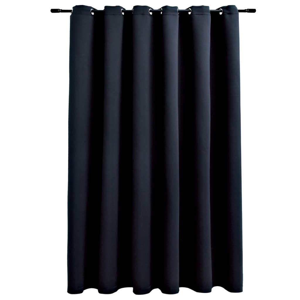 Blackout Curtain with Metal Rings Black 290x245 cm