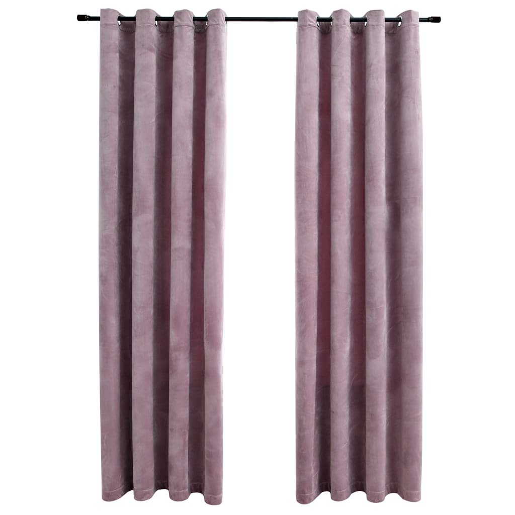 Blackout Curtains with Rings 2 pcs Velvet Antique Pink 140x245 cm