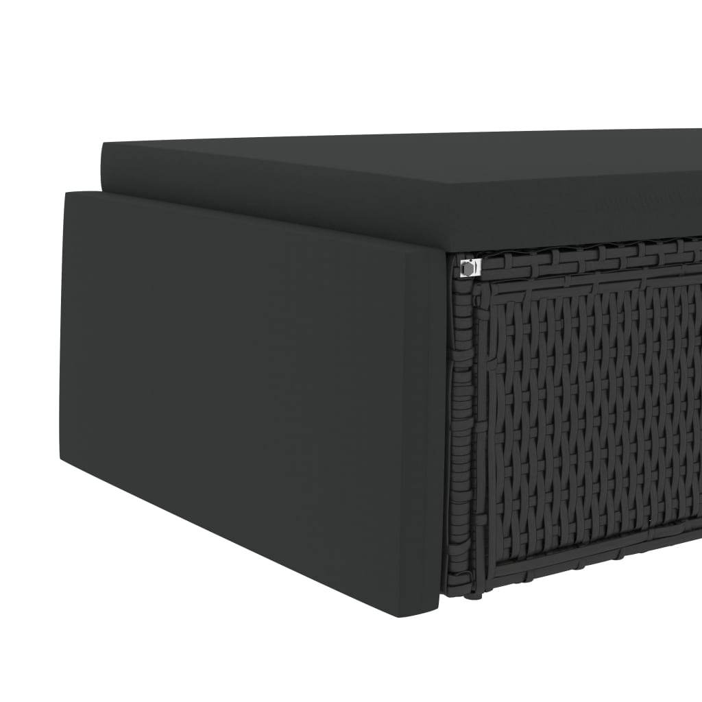 2 Piece Garden Lounge Set with Cushions Poly Rattan Black