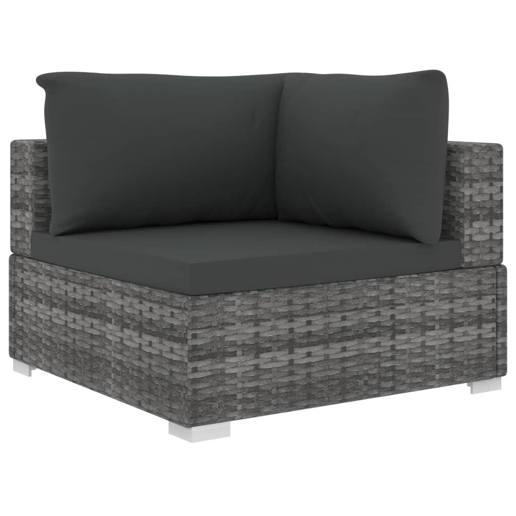 9 Piece Garden Lounge Set with Cushions Poly Rattan Grey