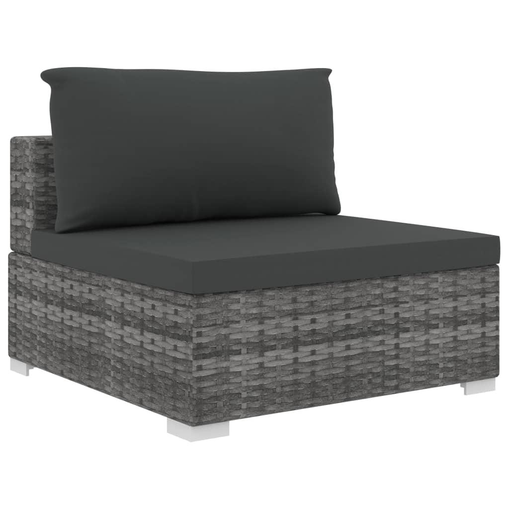 9 Piece Garden Lounge Set with Cushions Poly Rattan Grey