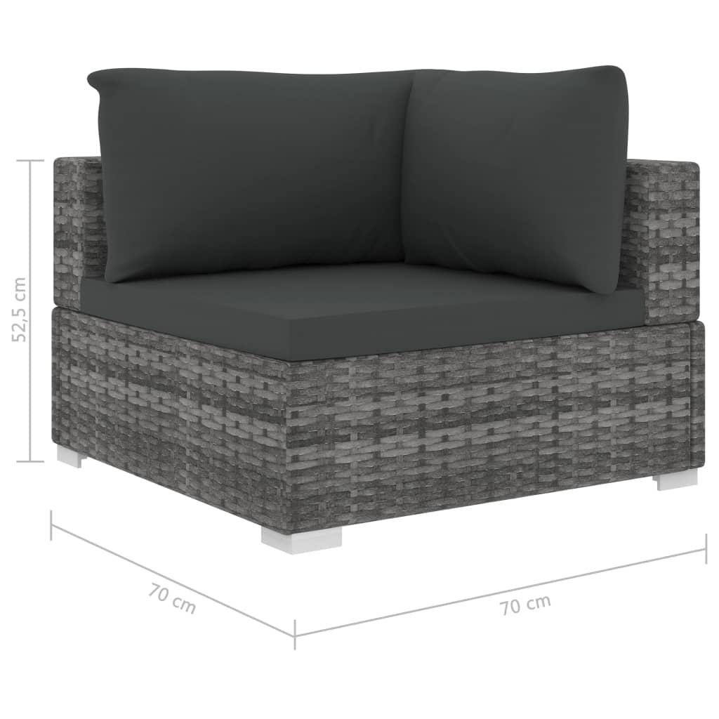 9 Piece Garden Lounge Set with Cushions Poly Rattan Grey