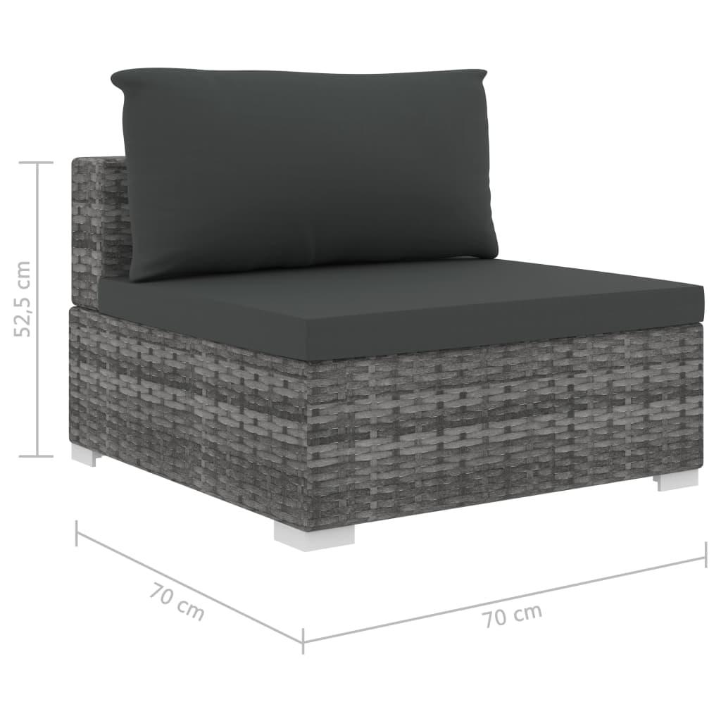 9 Piece Garden Lounge Set with Cushions Poly Rattan Grey