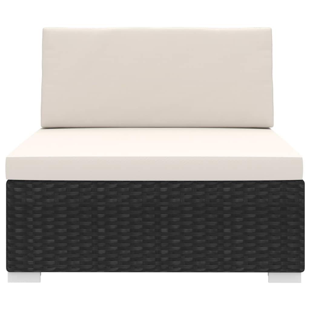 Sectional Middle Seat 1 pc with Cushions Poly Rattan Black