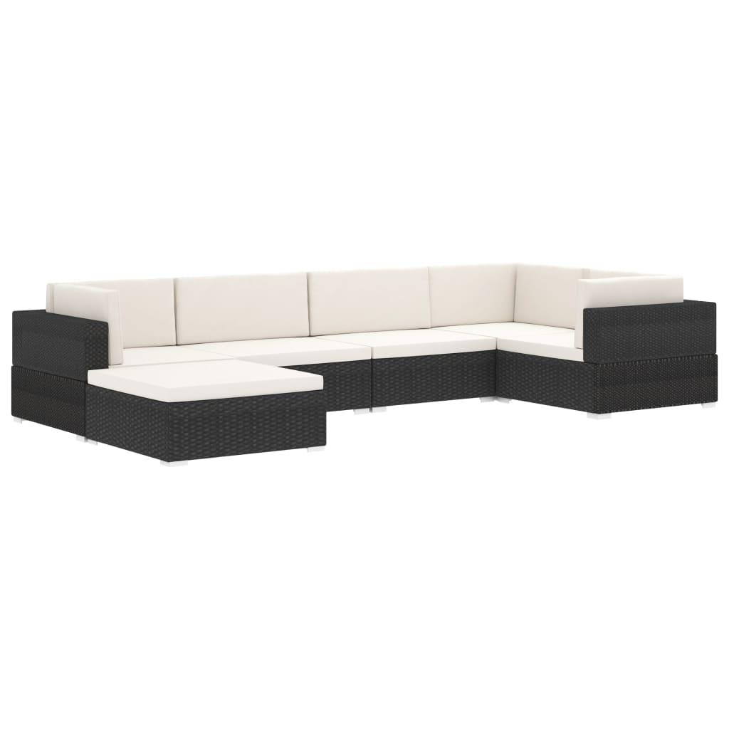 Sectional Corner Chair 1 pc with Cushions Poly Rattan Black