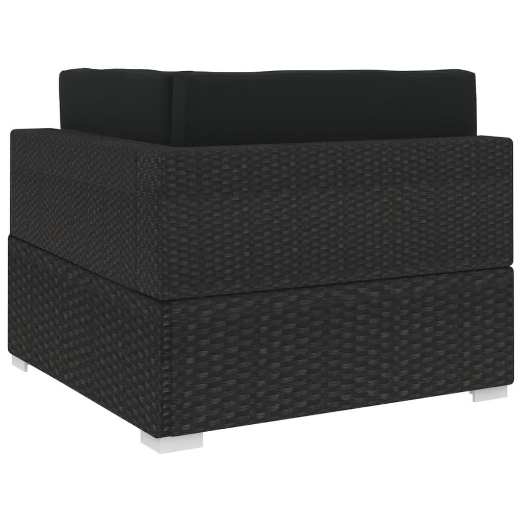 Sectional Corner Chair 1 pc with Cushions Poly Rattan Black