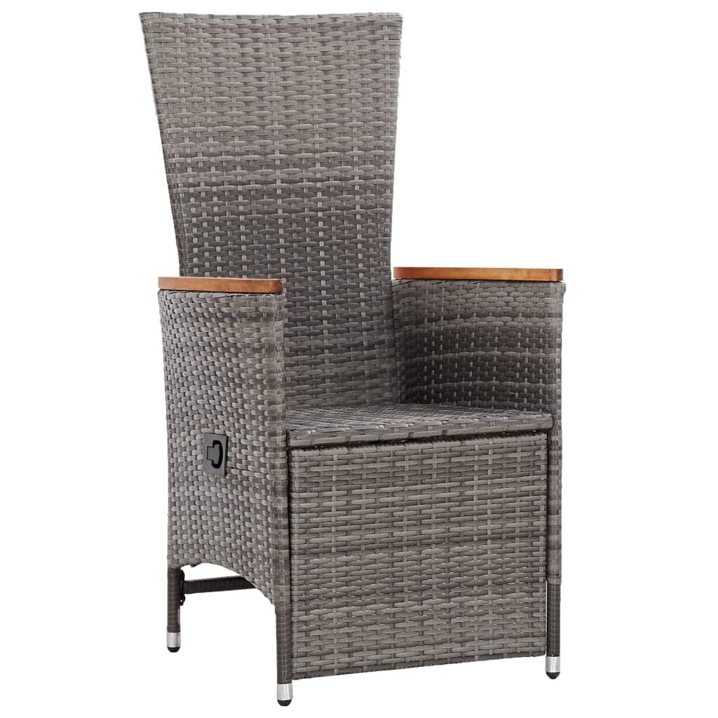 Reclining Garden Chairs 2 pcs with Cushions Poly Rattan Grey