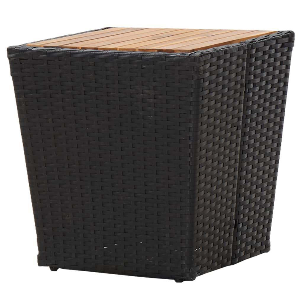 Tea Table Black 41.5x41.5x43 cm Poly Rattan and Solid Acacia Wood