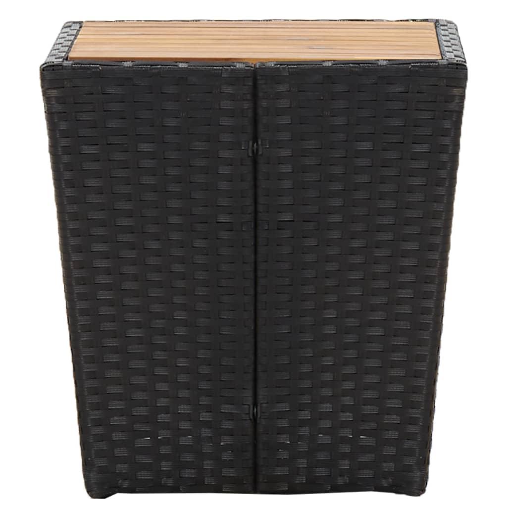 Tea Table Black 41.5x41.5x43 cm Poly Rattan and Solid Acacia Wood