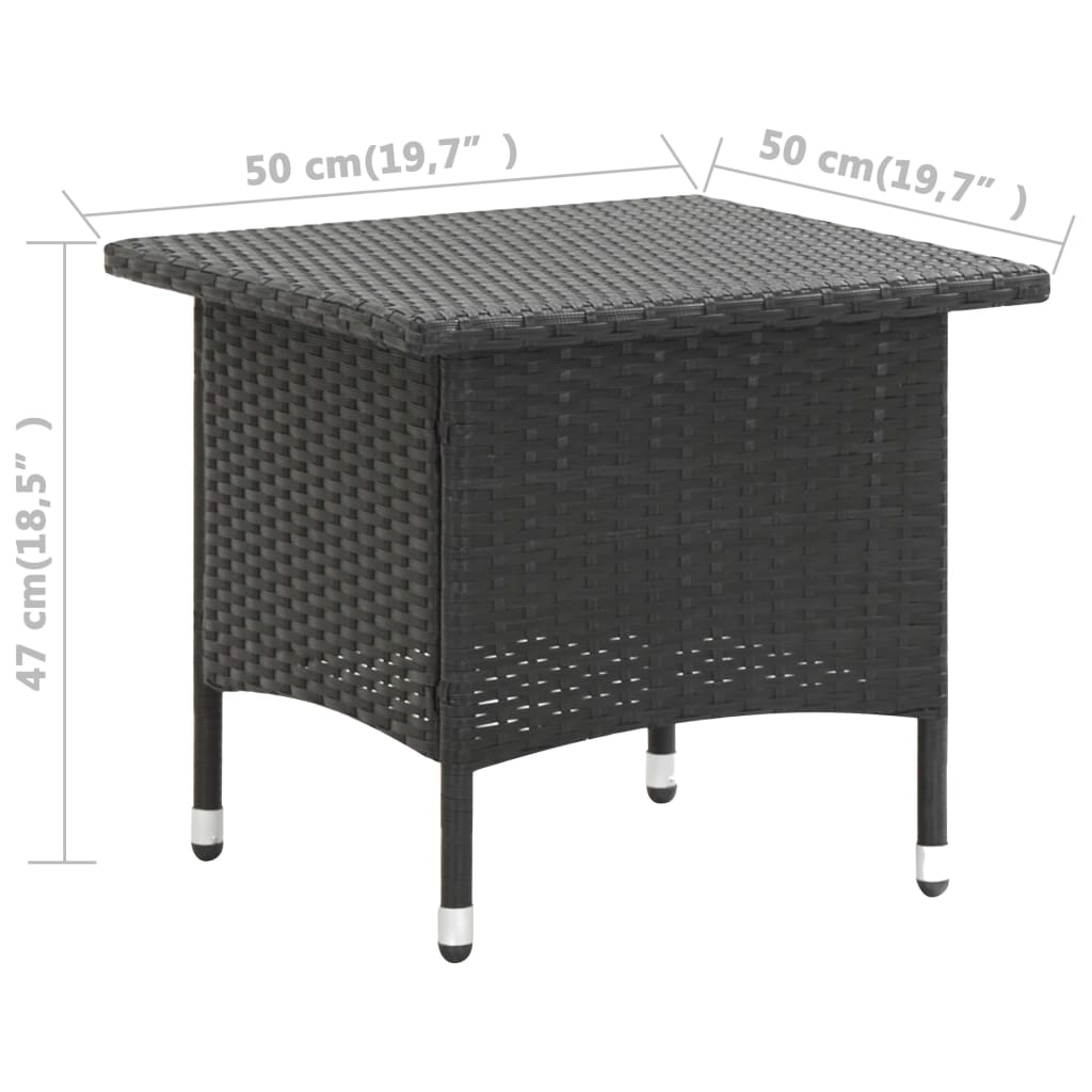 Tea Table Black 50x50x47 cm Poly Rattan