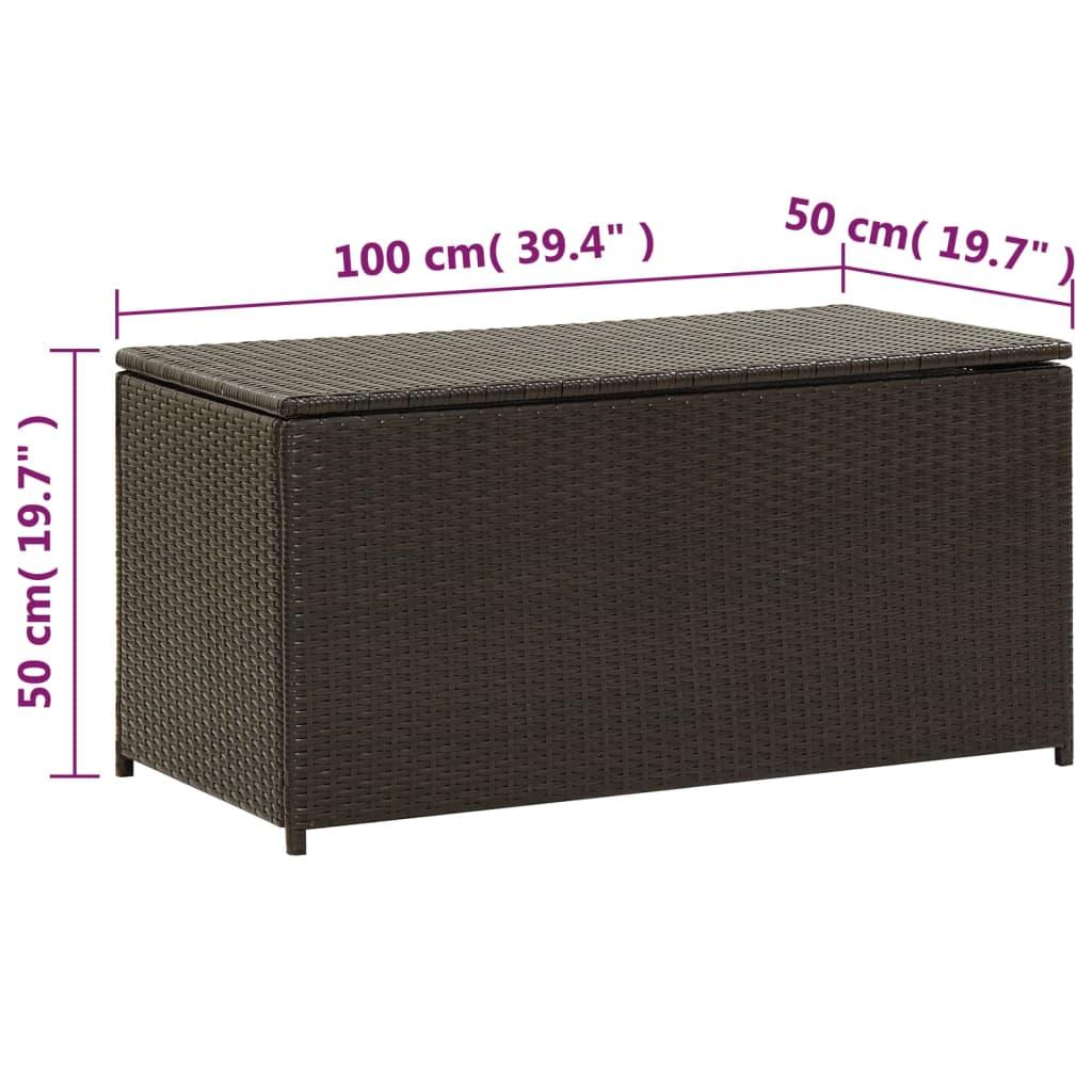 Garden Storage Box Poly Rattan 100x50x50 cm Brown