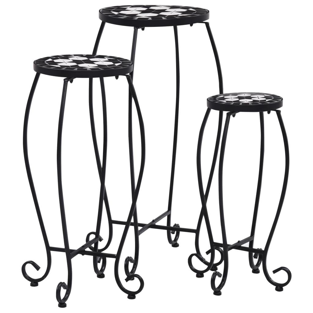 Mosaic Tables 3 pcs Black and White Ceramic