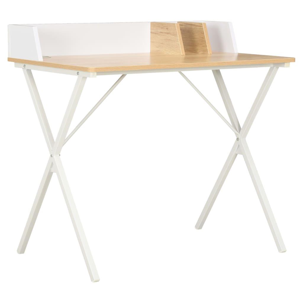 Desk White and Natural 80x50x84 cm