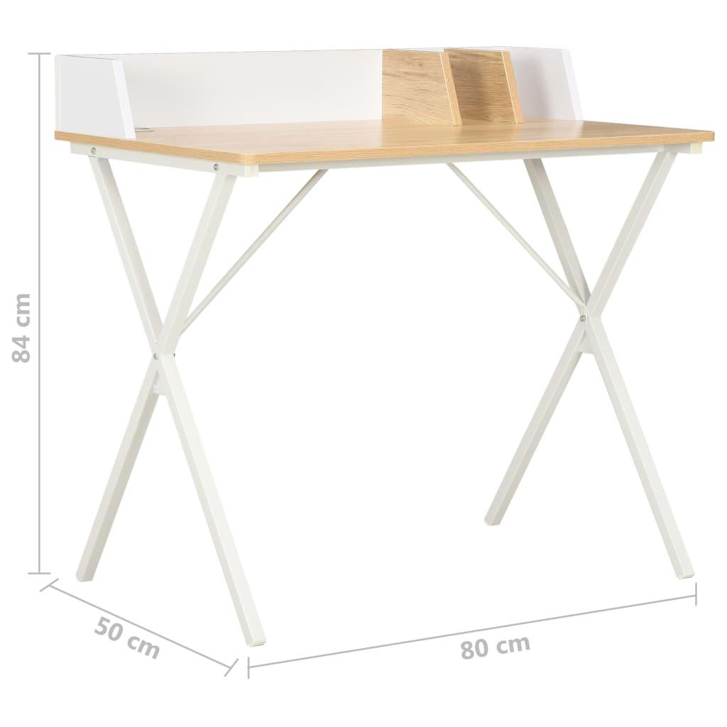 Desk White and Natural 80x50x84 cm