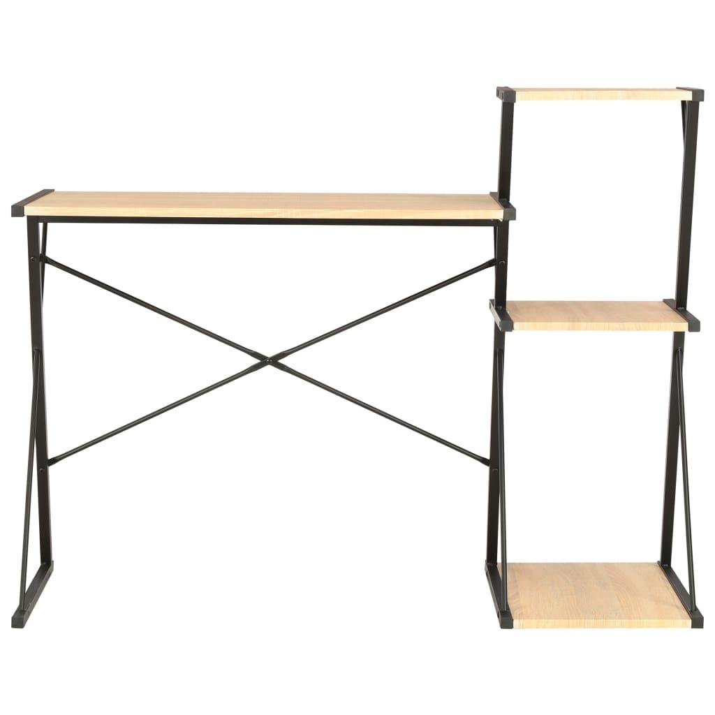 Desk with Shelf Black and Oak 116x50x93 cm